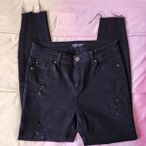Enjean Black Ripped & Frayed Skinny Jeans Size 5